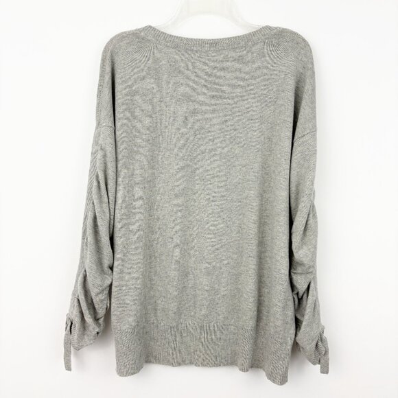 NWT Sundance Loveliest Pullover Sweater Size L Gray Ruched Sleeve Cotton Wool - Picture 3 of 8